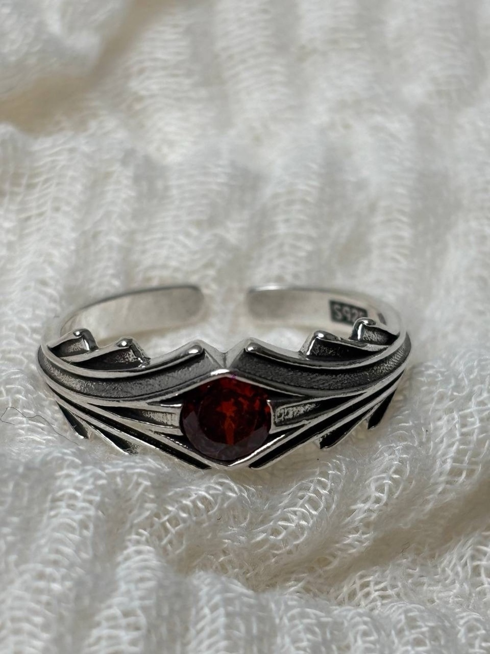 Sterling Silver Garnet Accent Open Ring - Women Jewelry, Size 9
